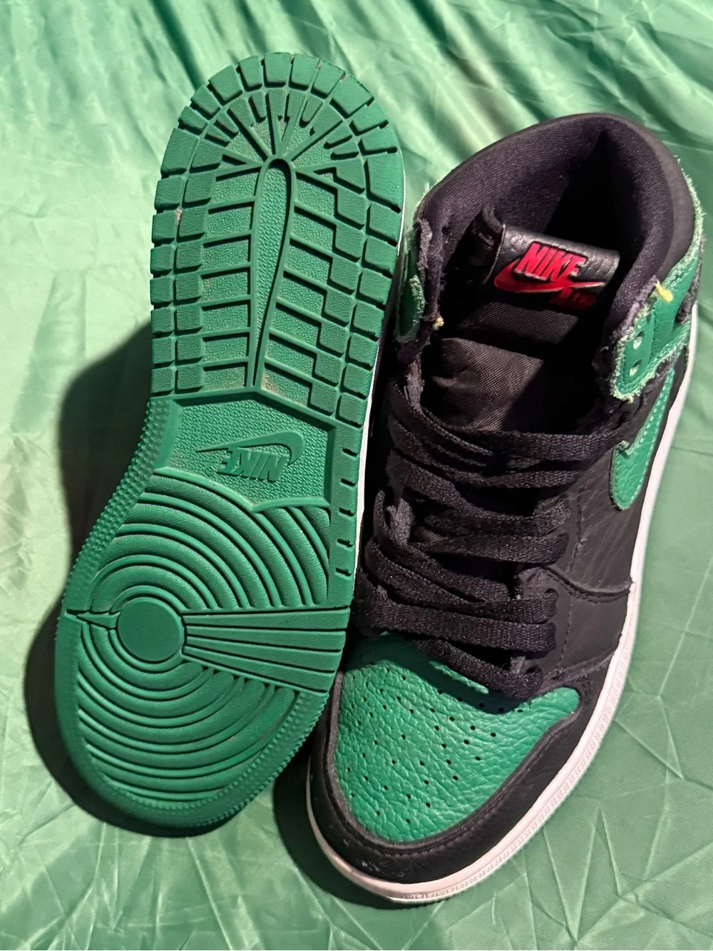 Nike Jordan 1 Mid Black & Green with Red Accents